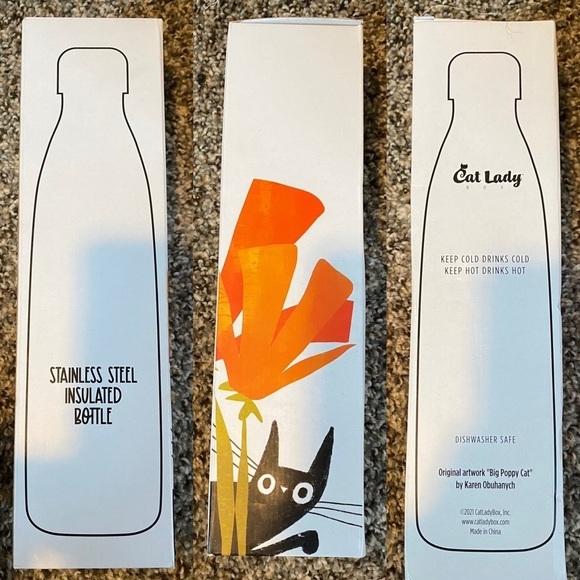 Cat Stainless Steel Water Bottle - Picture 1 of 2